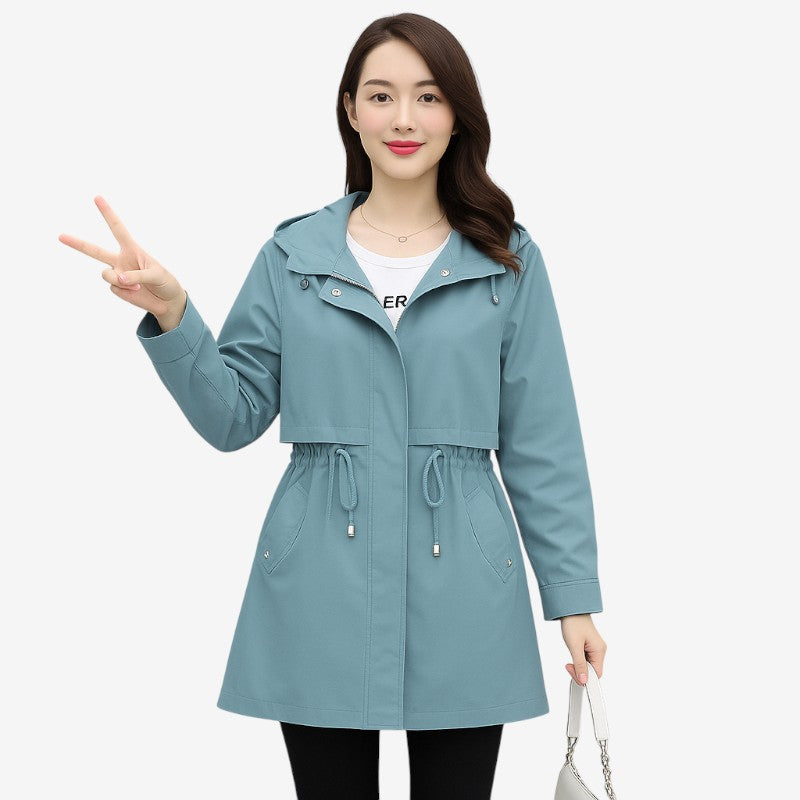 Valentina – Getailleerde Trenchcoat met Capuchon en Ritssluiting Velani