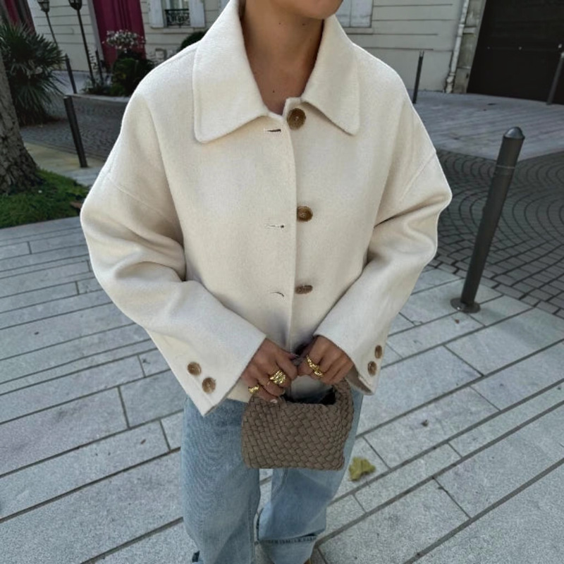Chic Women’s Lapel Collar Button-Up Jacket