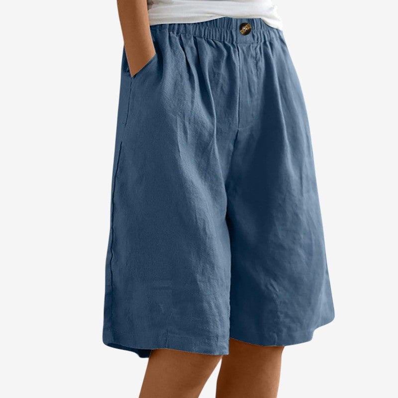Stylish Women's Knee-Length Shorts with Elastic Waist