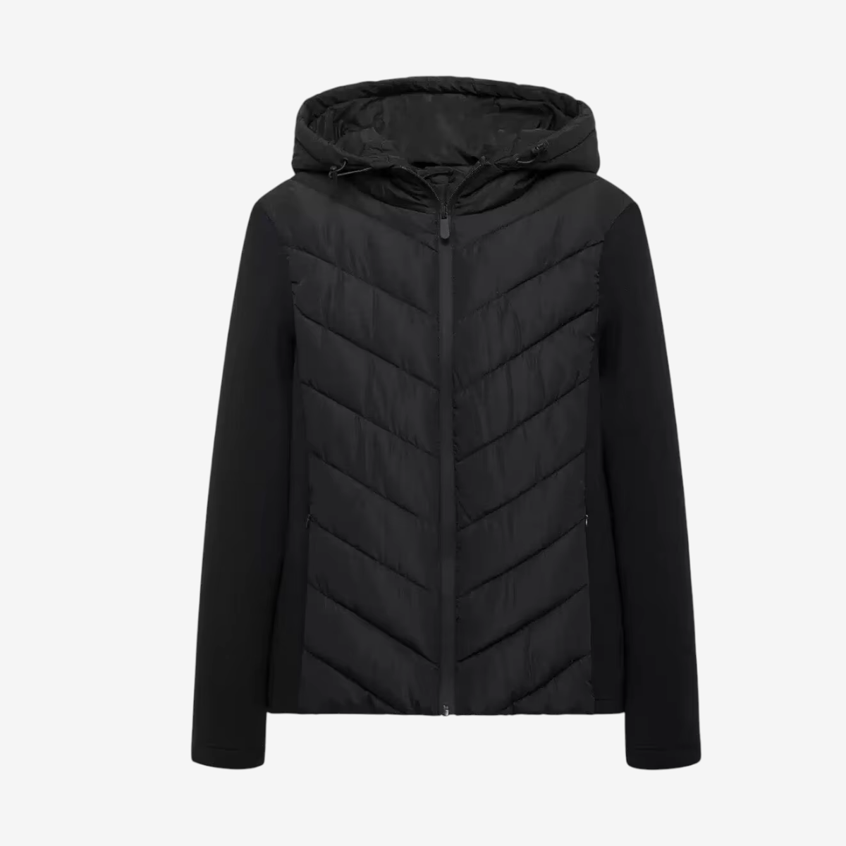 Quilvex - Quilted Chevron Pattern Jacket with Fixed Hood