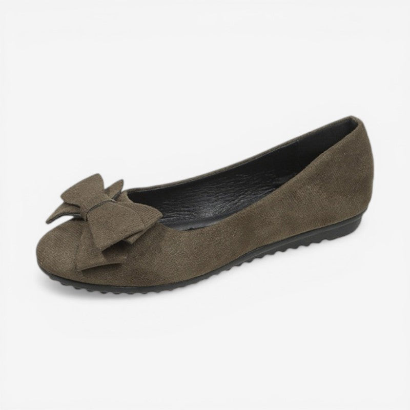 Women’s Slip-On Ballet Flats with Round Toe and Bow Detail