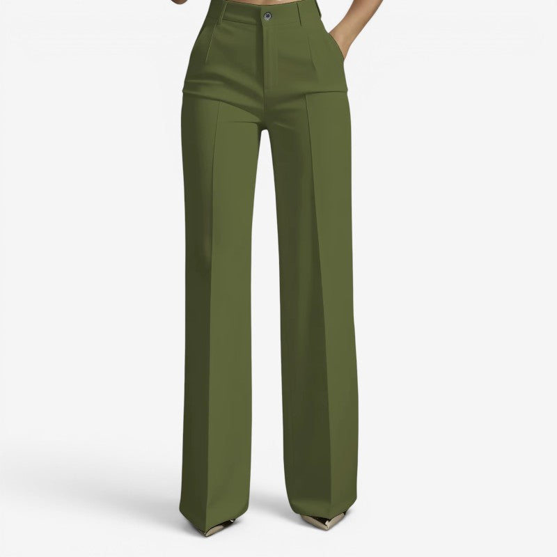 Chic Women's High-Waisted Straight Leg Trousers