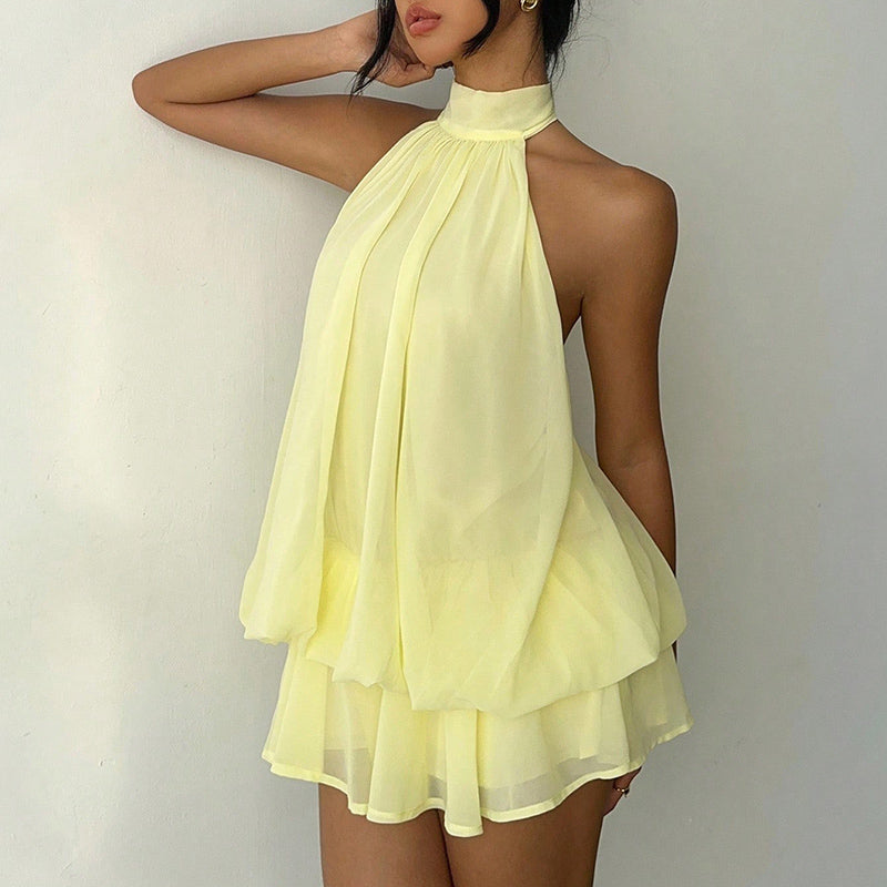 Chic Halter Neck A-Line Mini Dress for Women