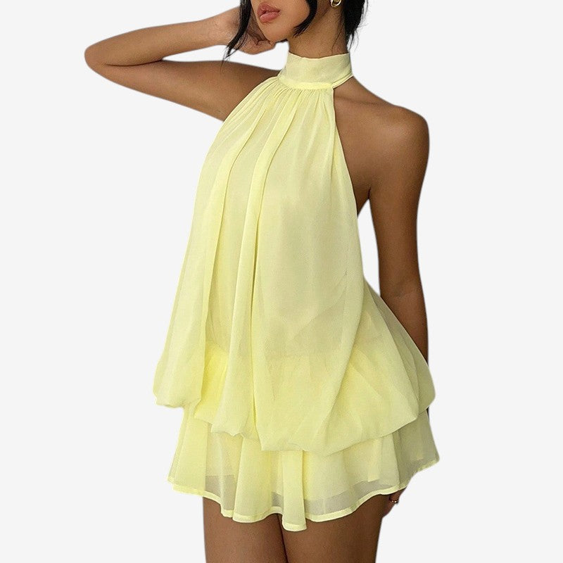 Chic Halter Neck A-Line Mini Dress for Women