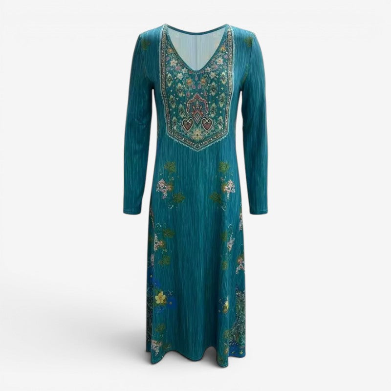 Women's Floral V-Neck Maxi Dress