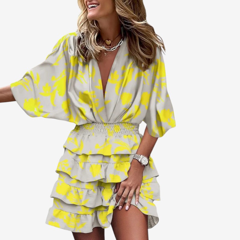 Women’s Mini Dress V Neck Ruffle
