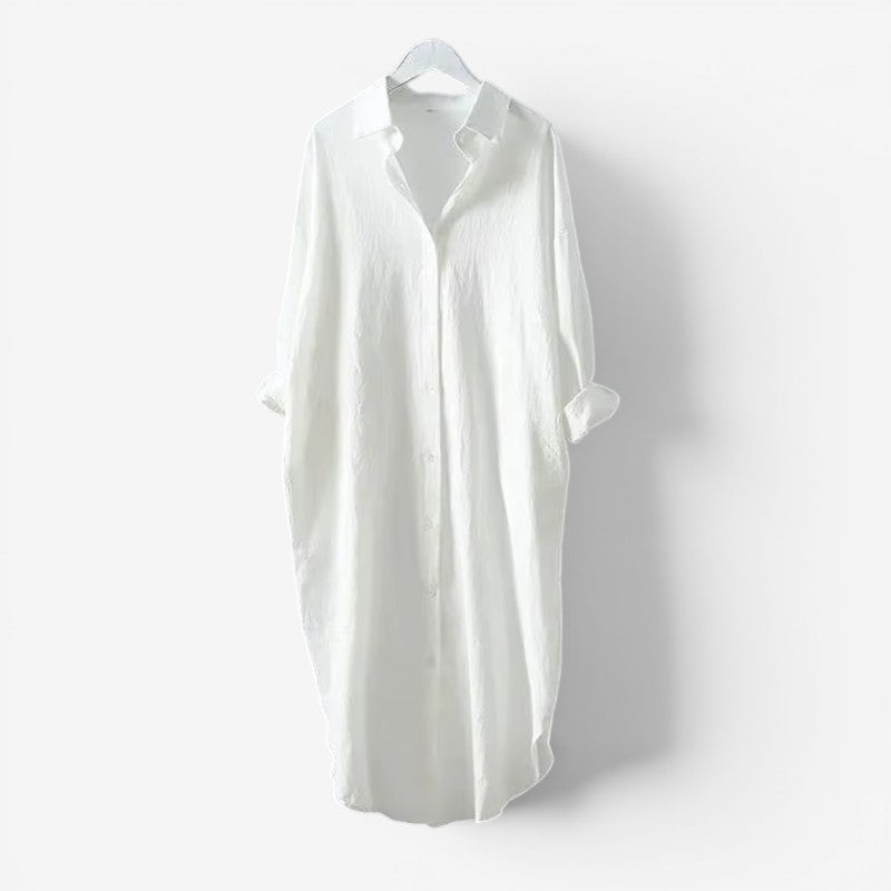 Chic Women's Long Sleeve Midi Shirt Dress