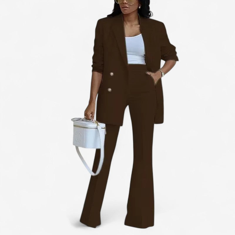 Nova – 2-delig set met blazer met knoopsluiting en broek met wijde pijpen Velani