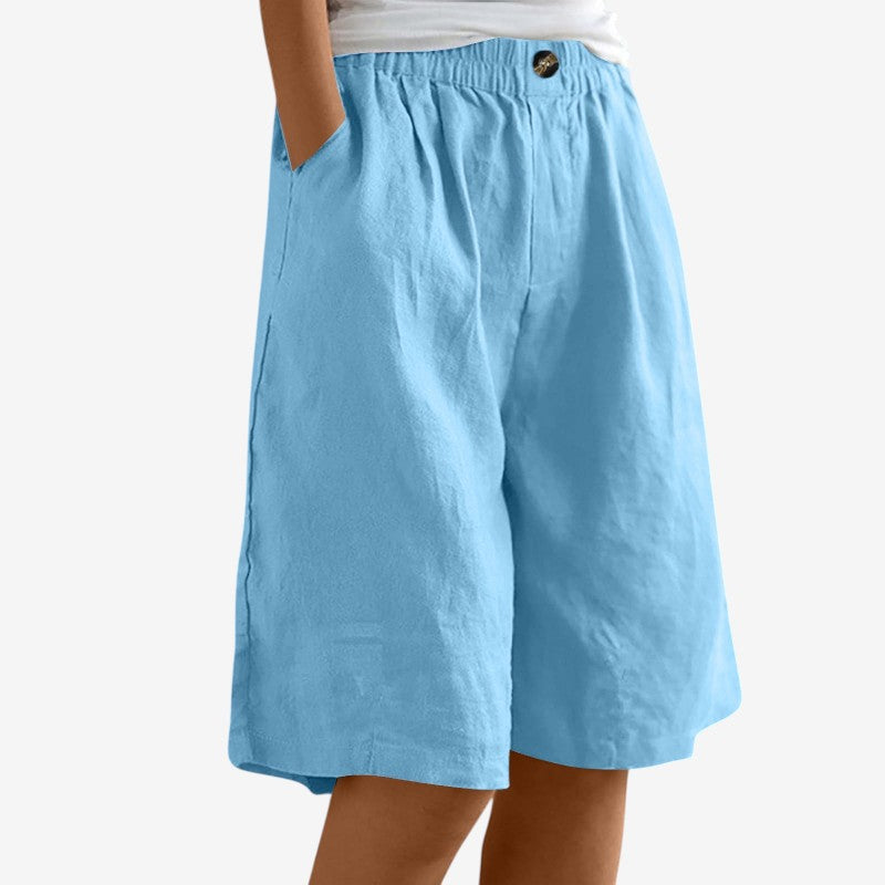 Stylish Women's Knee-Length Shorts with Elastic Waist