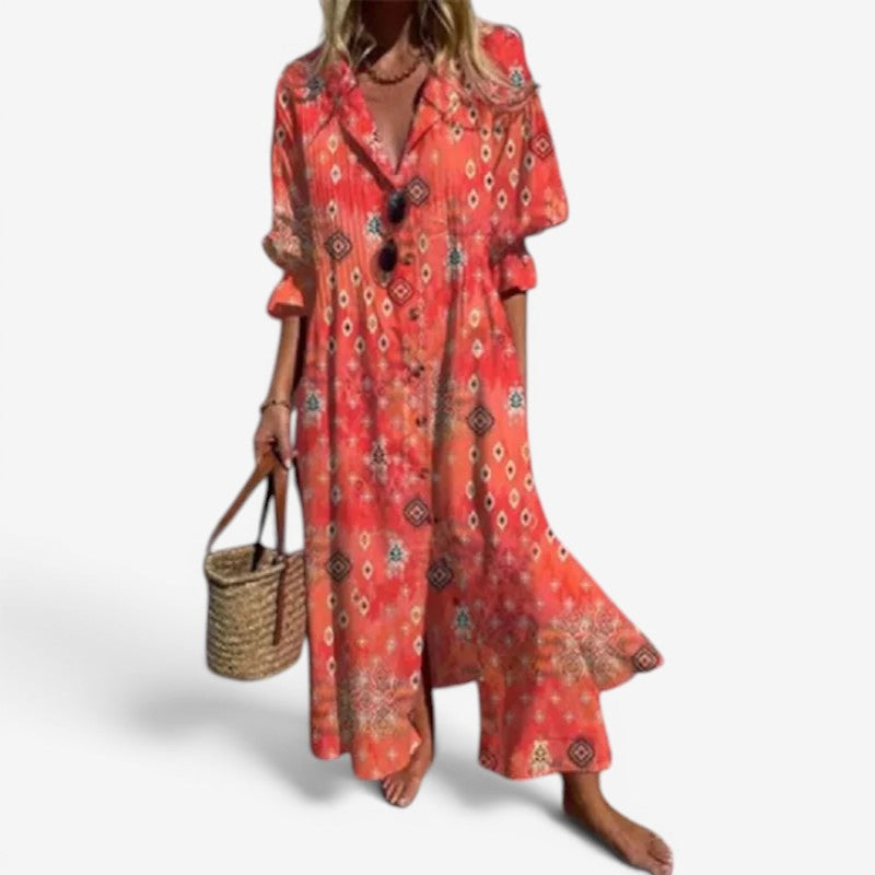 Women’s Maxi Dress Flowy Long Sleeves