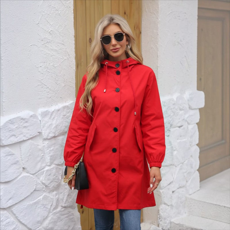 Parkline - Women's long-sleeved parka with hood and button closure
