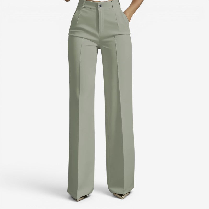 Chic Women's High-Waisted Straight Leg Trousers