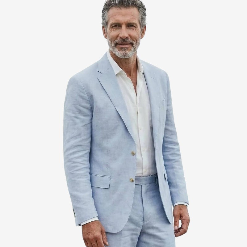 Men's Two-Piece Suit with Blazer and High-Waisted Trousers