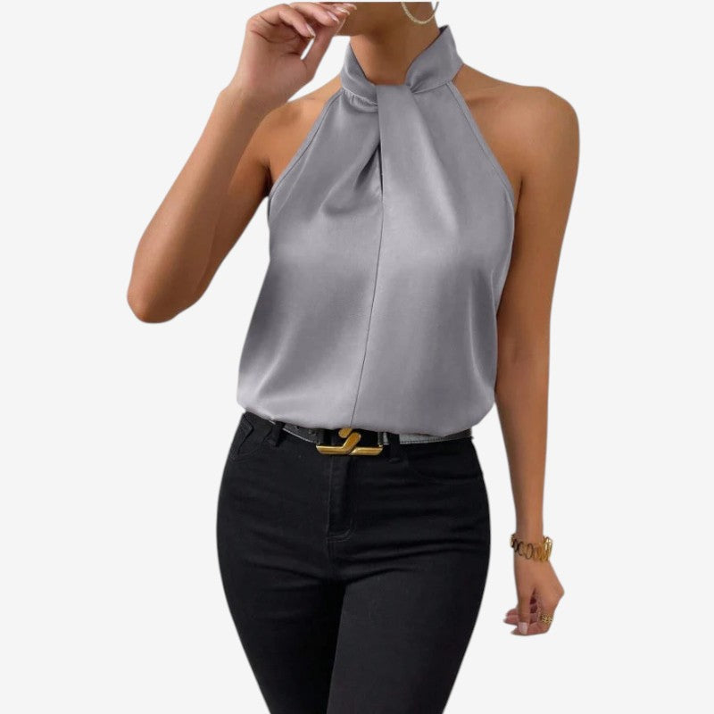 Elegant Women's Sleeveless High Neck Blouse
