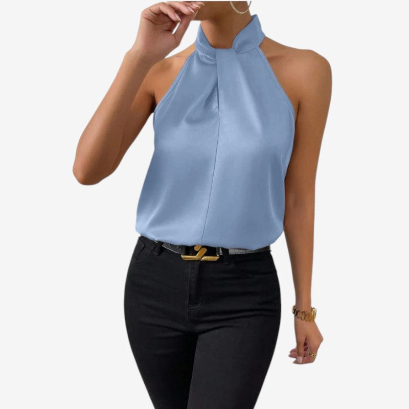 Elegant Women's Sleeveless High Neck Blouse