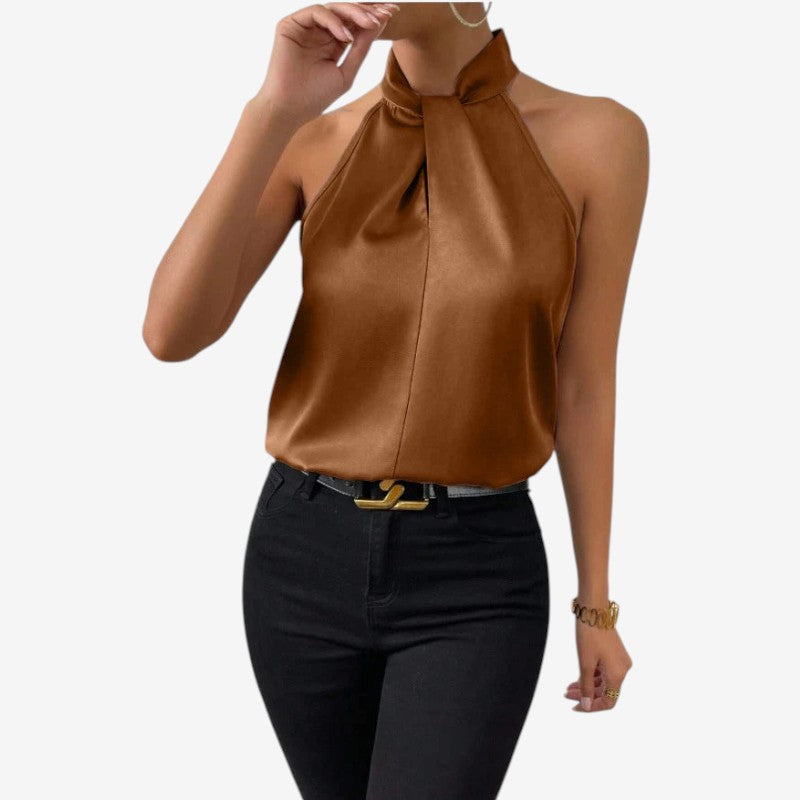 Elegant Women's Sleeveless High Neck Blouse