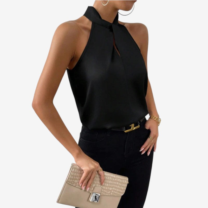 Elegant Women's Sleeveless High Neck Blouse