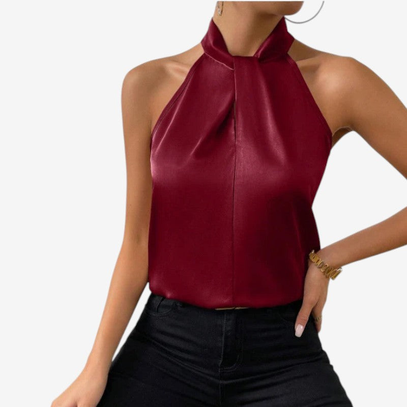 Elegant Women's Sleeveless High Neck Blouse