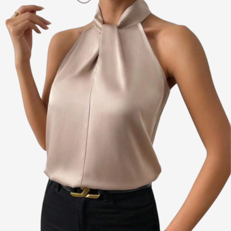 Elegant Women's Sleeveless High Neck Blouse
