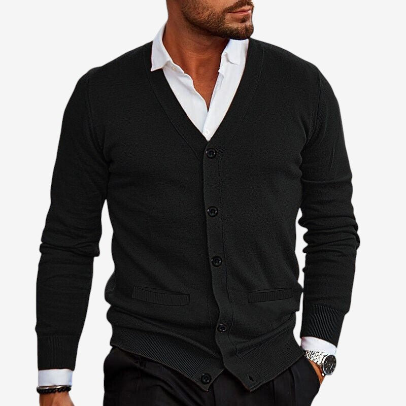 Men V-Neck Button Front Cardigan
