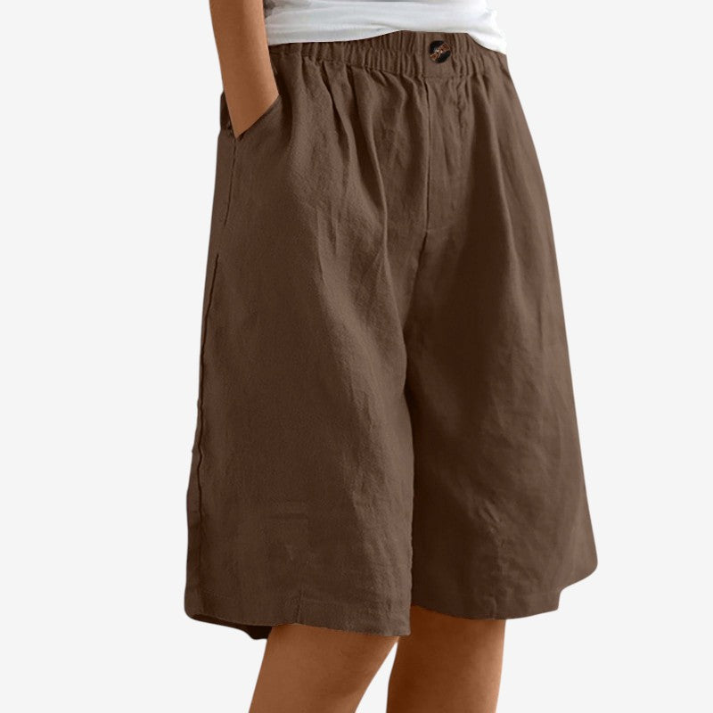Stylish Women's Knee-Length Shorts with Elastic Waist