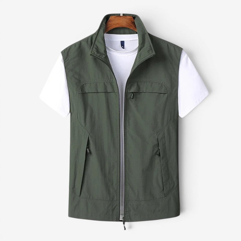 Men's Utility Vest with Stand Collar