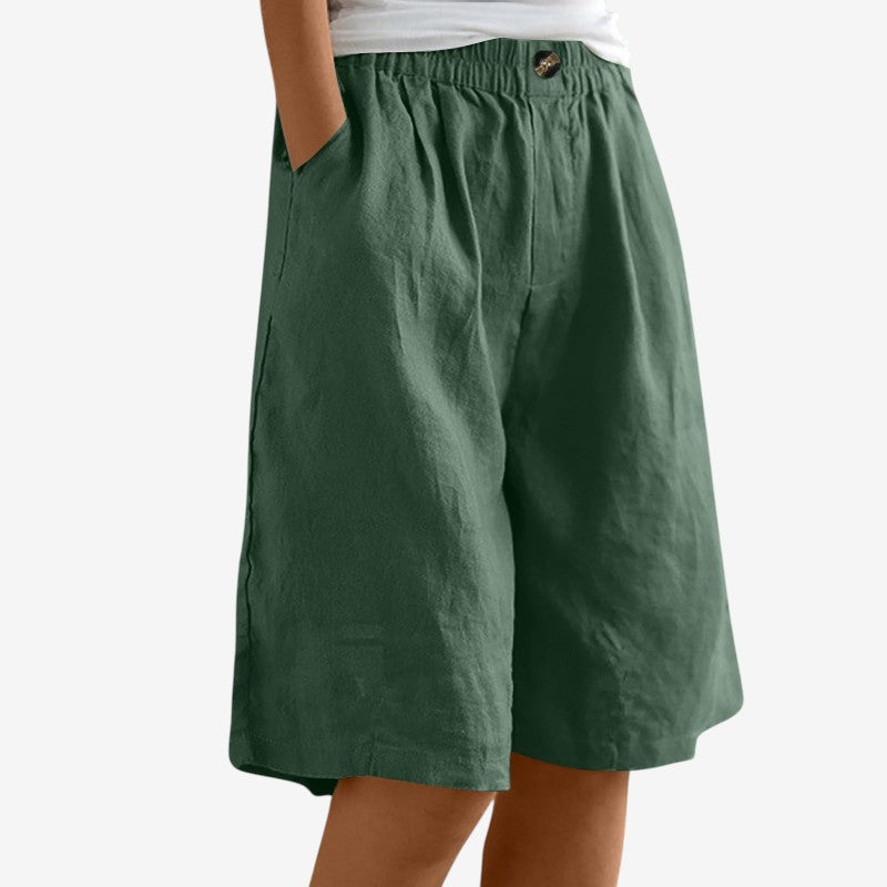 Stylish Women's Knee-Length Shorts with Elastic Waist