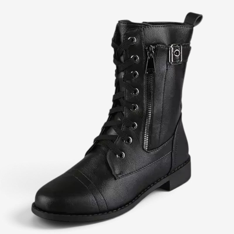 Stride - Women's High Boots with Laces and Side Zip