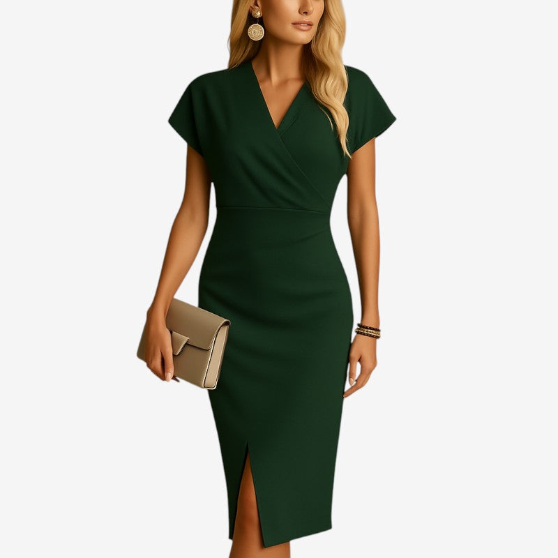 Women's Midi Dress with V-Neck
