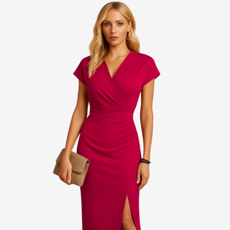 Women's Midi Dress with V-Neck