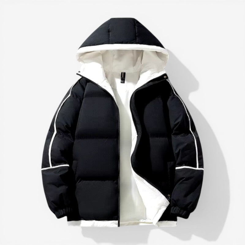 Hooded zip-up thick jacket utility pockets