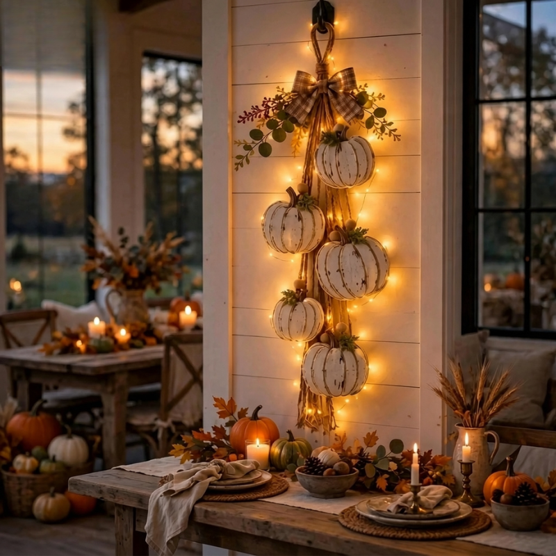 Pumpwreath - Illuminated Pumpkin Wreath with Integrated LED Lights