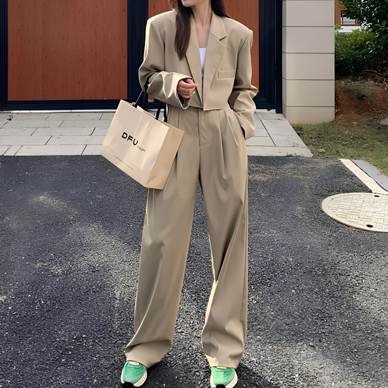 Women’s tailored blazer wide leg pants set