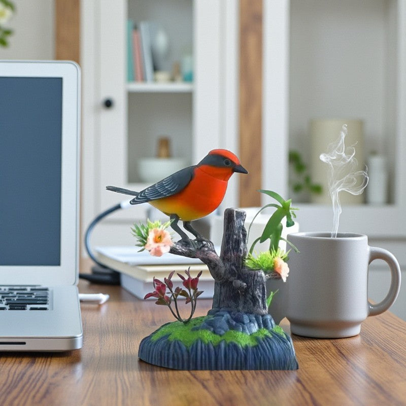 ChirpNest – Decorative Bird Toy with Round Stand and Voice Control