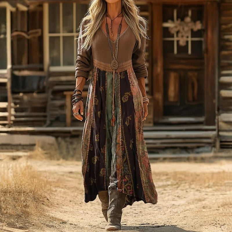 Women’s Maxi Dress Long Sleeves V Neck