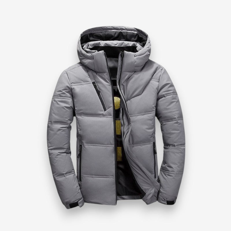 James – Long Sleeve Coat with Hoodie and Zipper Pocket Design