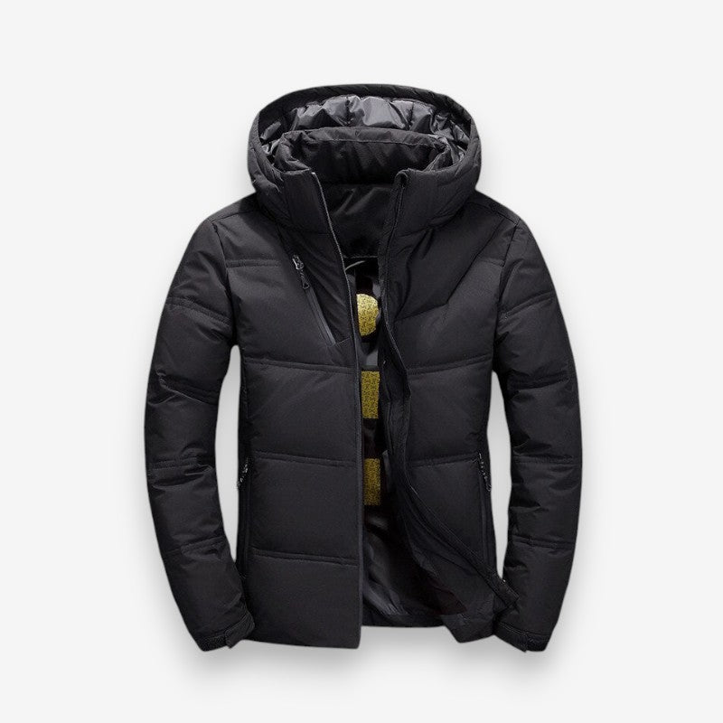 James – Long Sleeve Coat with Hoodie and Zipper Pocket Design