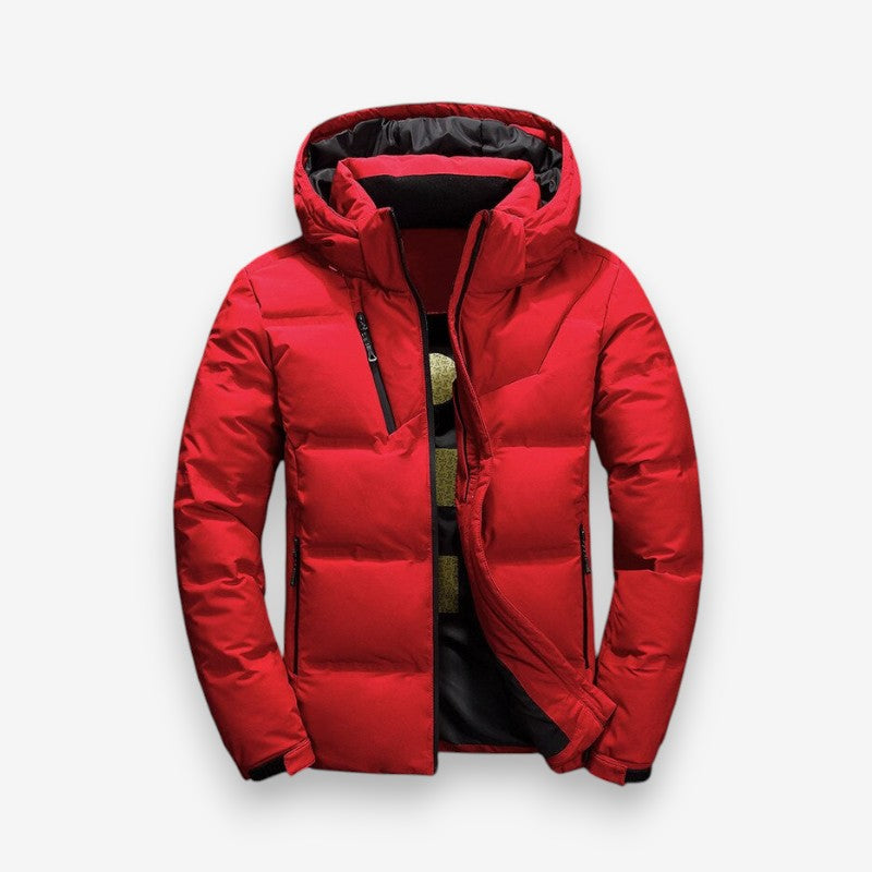 James – Long Sleeve Coat with Hoodie and Zipper Pocket Design