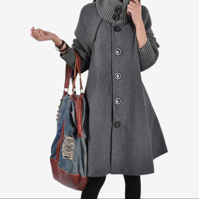 Avero – Halflange losse pasvorm Jas met Zakjes en Knopen Velani