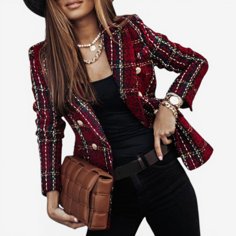 Women Tailored Blazer with Button Closure