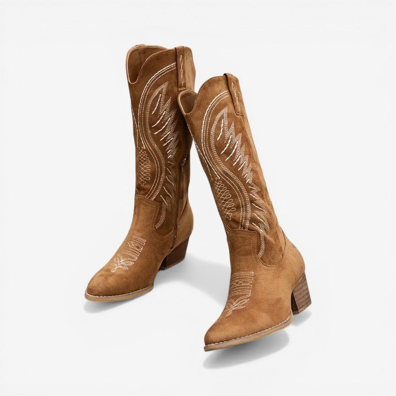 Women's Cowboy Ankle Boots With Side Zipper