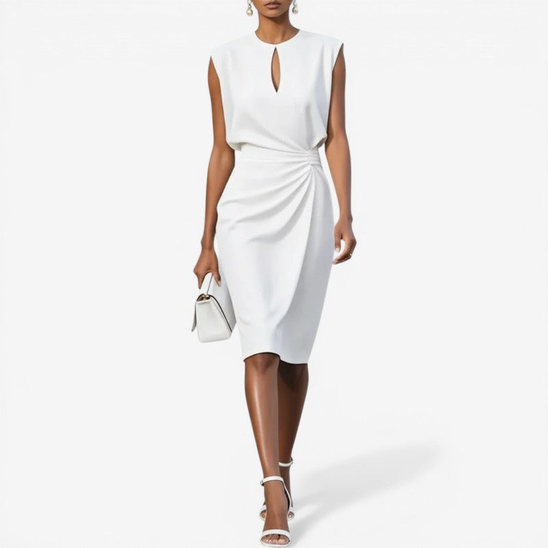 Women’s high-waist sleeveless round neck midi dress