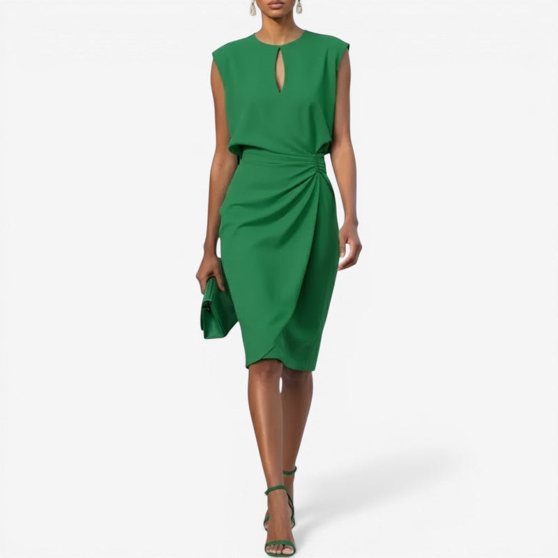 Women’s high-waist sleeveless round neck midi dress