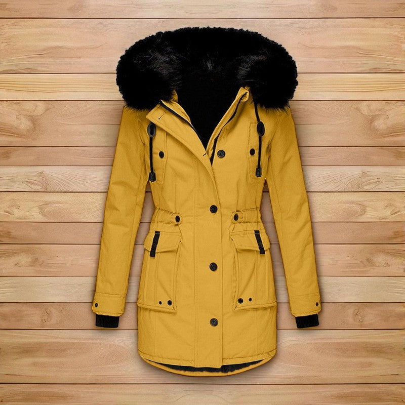 Aurora – Lange Mouwen Jas met Standaard Kraag en Zakken Velani