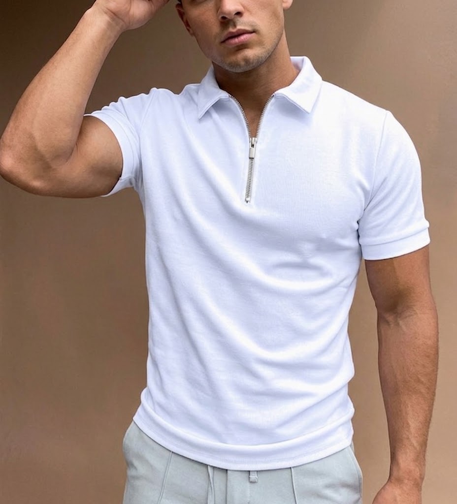 Kevin – Men's Short-Sleeve Shirt with Front Zip