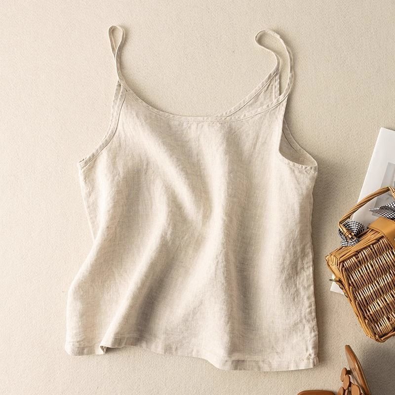Dame Spaghetti Strap Top i Linned