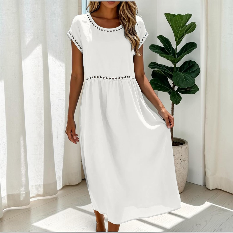 Elegant Women's Crew Neck Maxi Dress