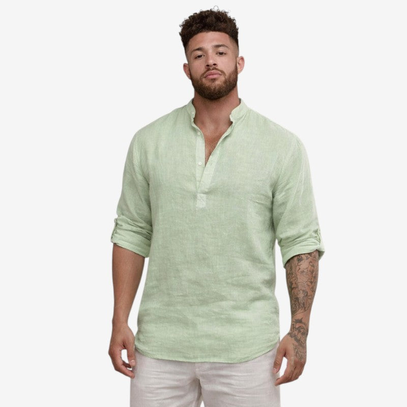 Men's Long Sleeve Shirt with Stand Collar