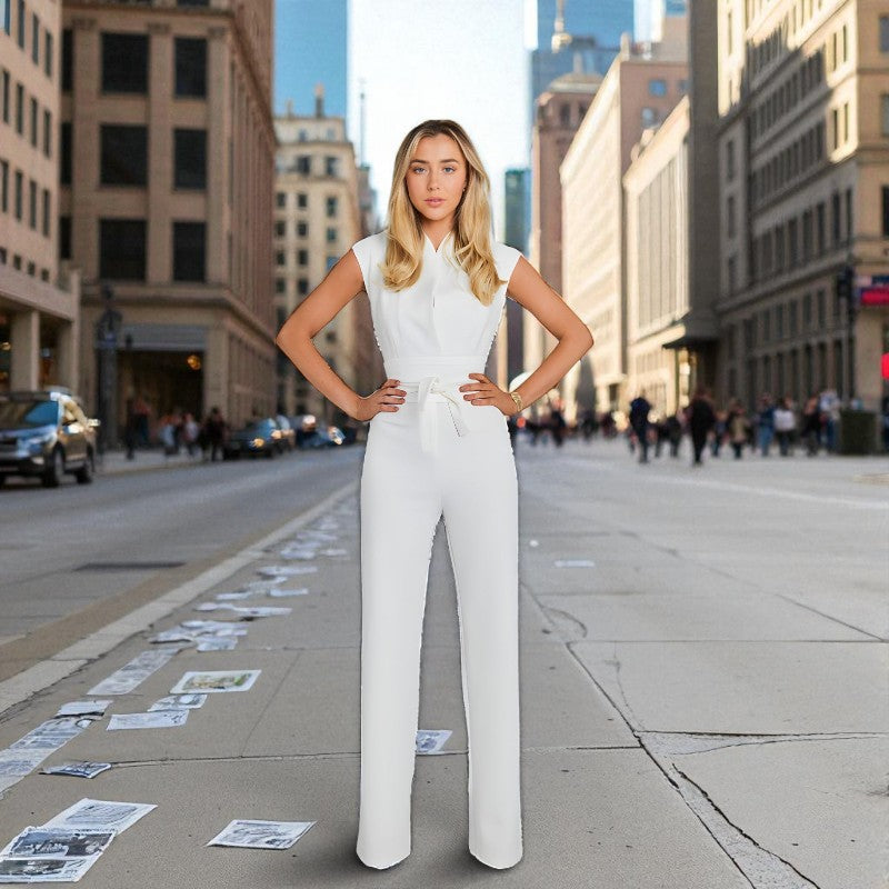 Emma – Elegante Mouwloze Jumpsuit met Hoge Taille Riemontwerp Velani