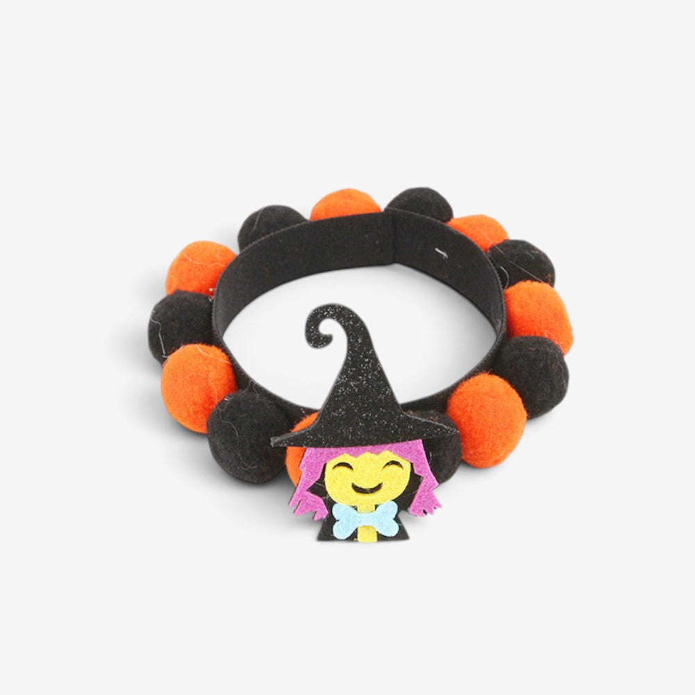 Festive Halloween Pet Collar with Pumpkin and Skull Patterns